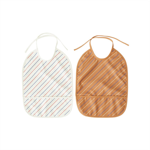 Bib Striped - Pack of 2 - Mellow / Caramel par OYOY Living Design - Bavoirs sans manches | Jourès