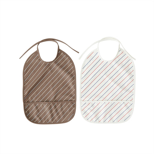 Bib Striped - Pack of 2 - Mellow / Choko par OYOY Living Design - Bavettes et bavoirs | Jourès