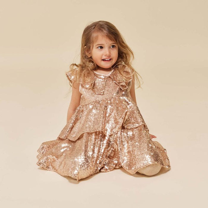 Starla Sequin Dress - 2y to 6y - Gold Blush par Konges Sljd - | Jours Starla Sequin Dress - 2y to 6y - Gold Blush par Konges Sljd - | Jours