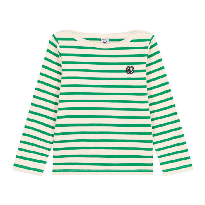 Long-Sleeves Shirt - 4Y to 5Y - Marinière - Green par Petit Bateau - New in | Jourès