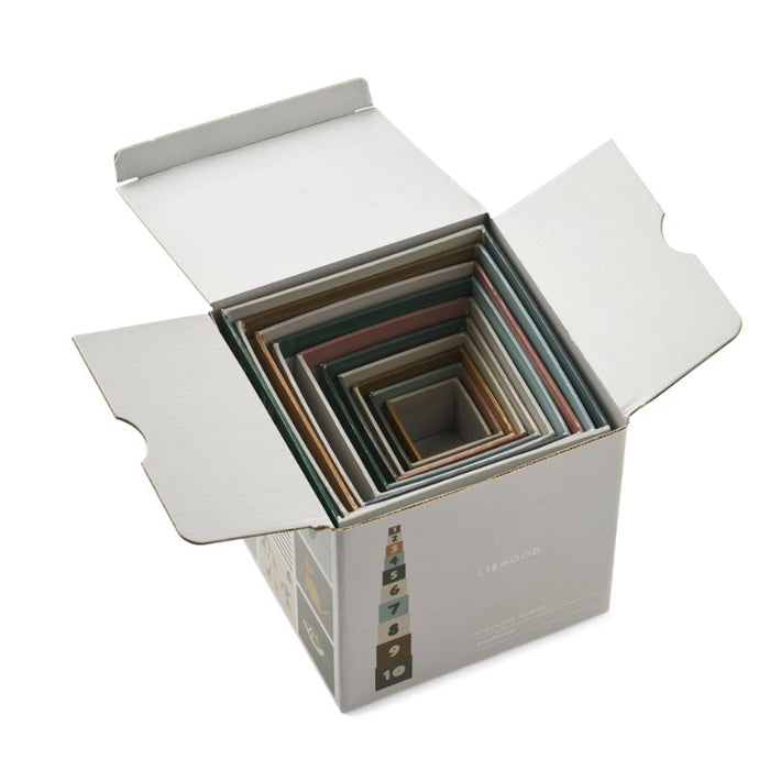 Aaren Stacking Boxes - All together / Sandy par Liewood - Alphabet & Numbers | Jourès