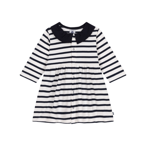 Striped Dress - 6m to 36m - Smoking / Marshmallow par Petit Bateau - Petit Bateau | Jourès