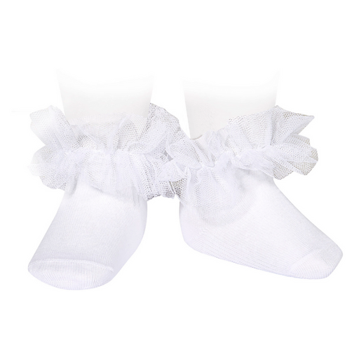 Tulle Frill Ankle Socks - 3m to 4Y - White par Condor - New in | Jourès