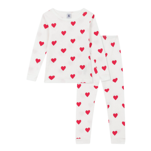 Organic Cotton 2-pce Pyjamas - 2Y to 6Y - Hearts par Petit Bateau - Pajamas, Baby Gowns & Sleeping Bags | Jourès