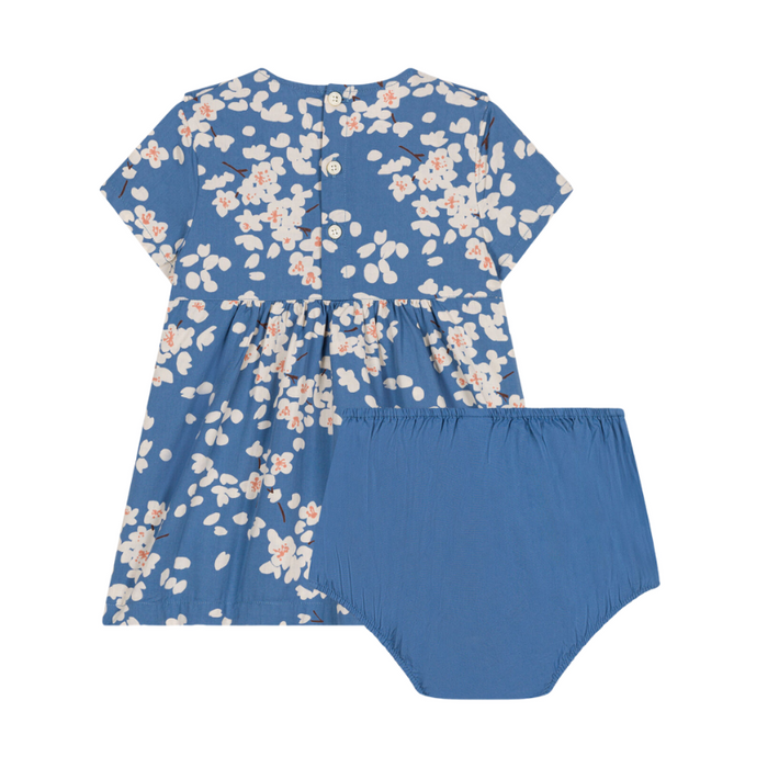 Dress and bloomer - 6m to 36m - Blue Cherry Blossom par Petit Bateau - Dresses | Jourès