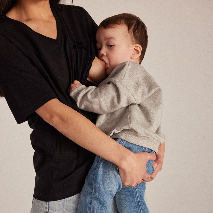 La P'allaite - Breastfeeding V-neck shirt - XS to L-  Black par Tajinebanane - Breastfeeding | Jourès