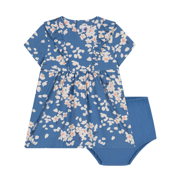 Dress and bloomer - 6m to 36m - Blue Cherry Blossom par Petit Bateau - | Jours Dress and bloomer - 6m to 36m - Blue Cherry Blossom par Petit Bateau - | Jours