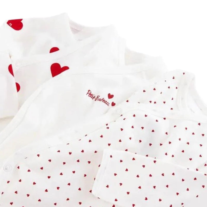 Special 2 packages : Hearts + Stripes Long sleeves Cotton Bodysuits par Jourès - The Love Collection | Jourès