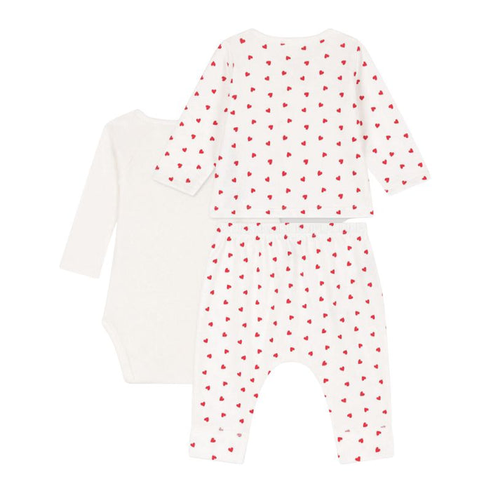 Cotton set - 6m to 18m - Pack of 3 - Hearts par Petit Bateau - Baby Shower Gifts | Jourès