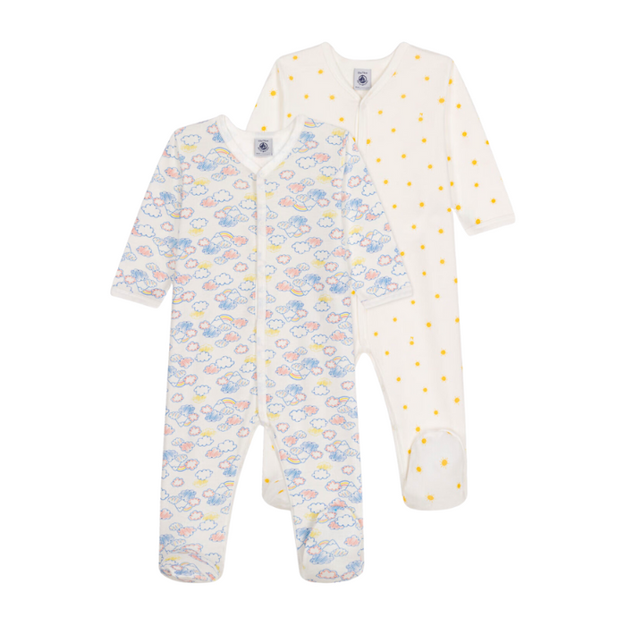 Organic Cotton Dors-Bien Pyjamas - Set of 2 - 1m to 6m -Drawings / Sunshine par Petit Bateau - $100 et plus | Jourès