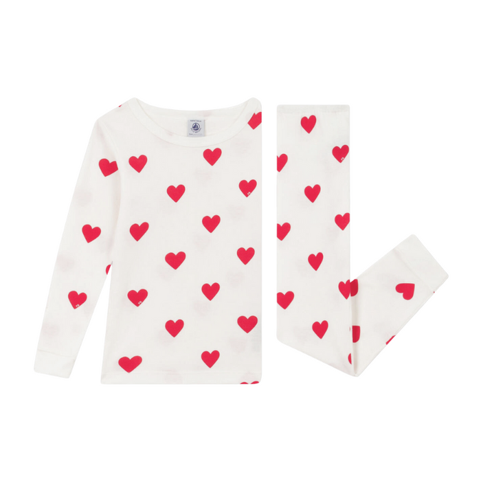 Pyjamas 2 pièces en coton - 2A à 6A - Coeurs par Petit Bateau - Vêtements | Jourès