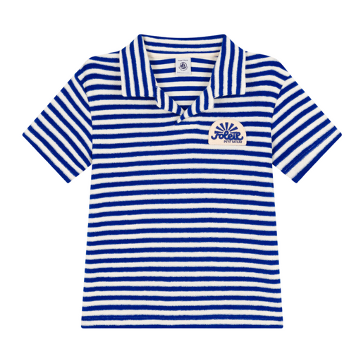 Polo Shirt - 3Y to 6Y - Blue / Avalanche Stripes par Petit Bateau - T-shirt, Pulls & Cardigans | Jourès