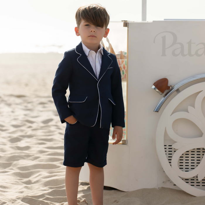 Linen Shorts - 2Y to 6Y - Navy par Patachou - Holiday Style | Jourès