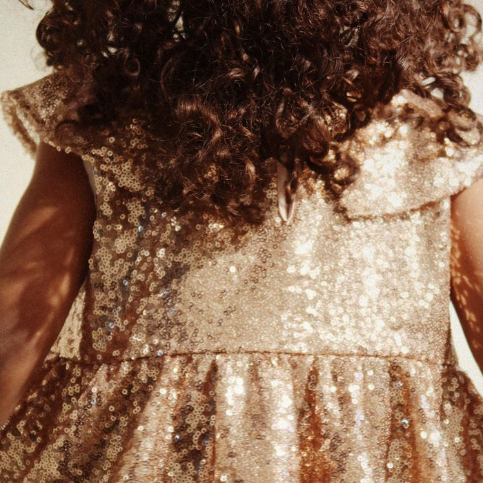 Starla Sequin Dress - 2y to 6y - Gold Blush par Konges Sløjd - Dresses | Jourès