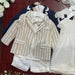 Mini Linen Blazer - 6m to 4T - Beige Stripes par Patachou - Gifts $100 and more | Jourès