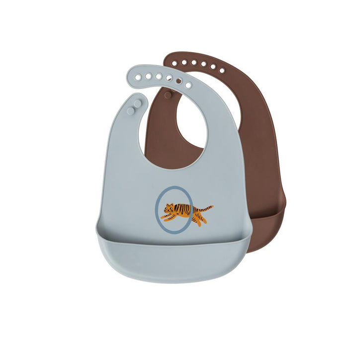 Bib Tiger - Pack of 2 - Pale Blue par OYOY Living Design - The Safari Collection | Jourès