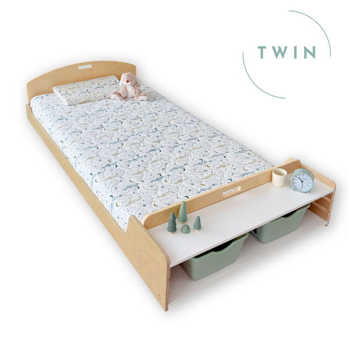 CHERRY TWIN - Montessori Floor Bed with Shelves par Sapiens Child - Baby | Jourès