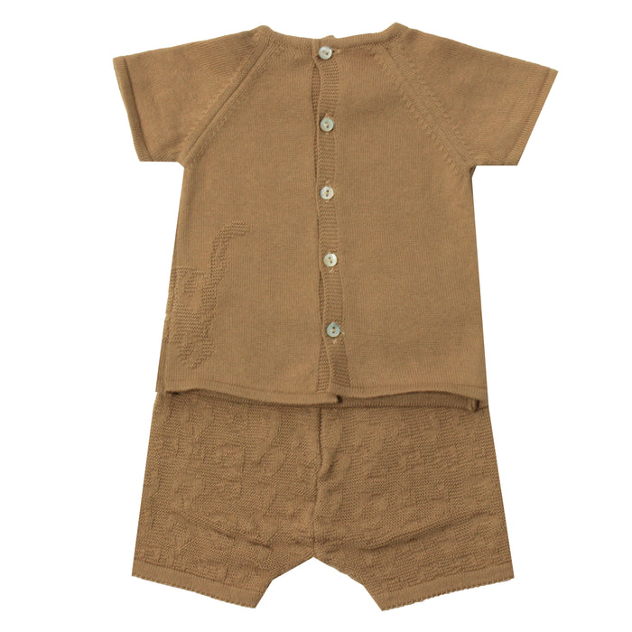 Short Sleeve Newborn Set - 1m to 12m - Brown par Dr.Kid - Body & Grenouillères | Jourès