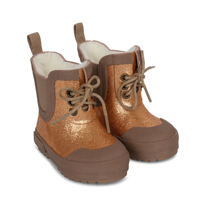 Winter Rubber Thermo Boots Size 22 to 29 Glitter Tan