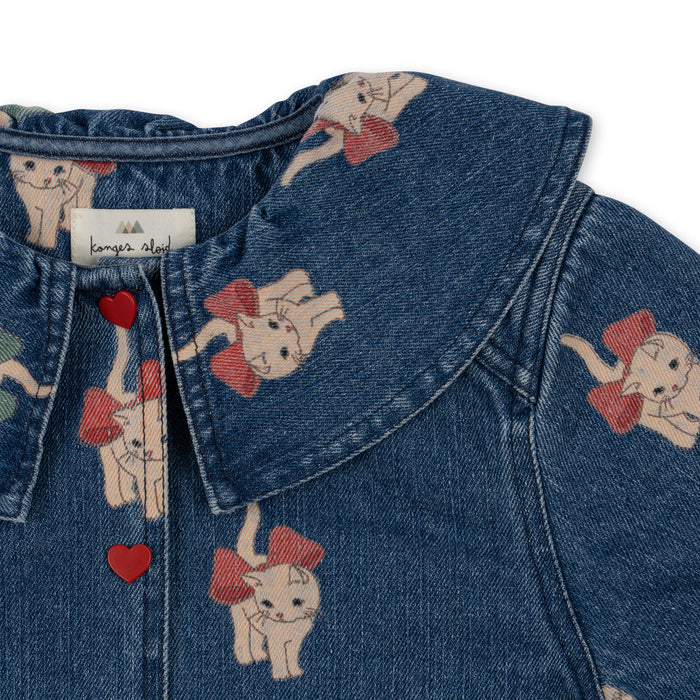 Magot Denim Blouse - 2Y to 4Y - Bow Kitty par Konges Sløjd - Gifts $100 and more | Jourès