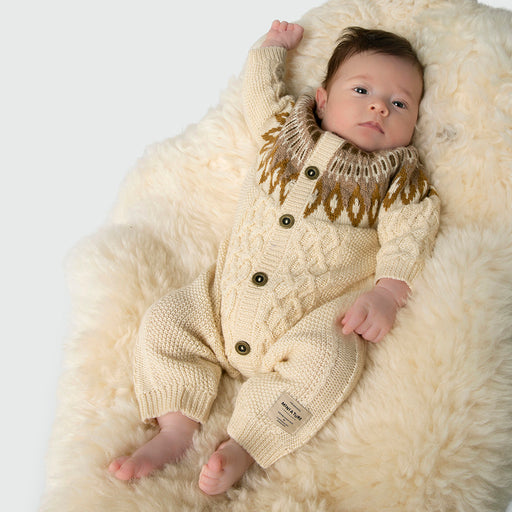 Eeley Knitted Jumpsuit - 3m to 12m - Angora Cream par MINI A TURE - Newborn | Jourès