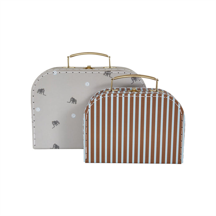 Mini Suitcase Elephant & Stripe - Set of 2 par OYOY Living Design - The Safari Collection | Jourès