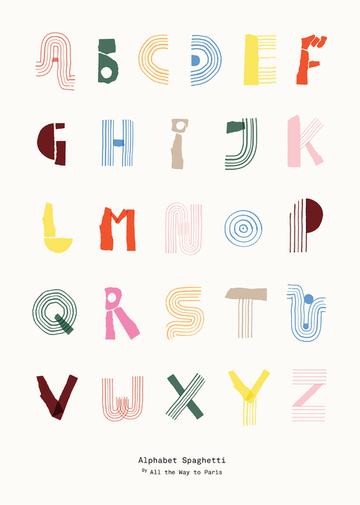 Alphabet Spaghetti - colourful (English) par Paper Collective - Products | Jourès