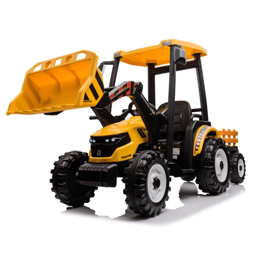 24V Kids' XXL Upgraded 6-Wheel Tractor W/ Trailer, Leather Seat, Music, Lights & RC par Kids Vip - Produits | Jourès