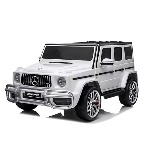 24V Exclusive White Mercedes Benz G63 2-Seater 4x4 Kids' Ride-on SUV W/ EVA Wheels, Leather Seats, Light-up Logo, BT & RC par Kids Vip - Produits | Jourès