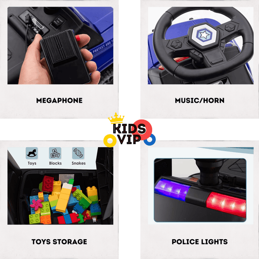 6V Ultimate 3-in-1 Toddler Police Truck W/ Bluetooth Music, Emergency Siren & Lights par Kids Vip - Produits | Jourès