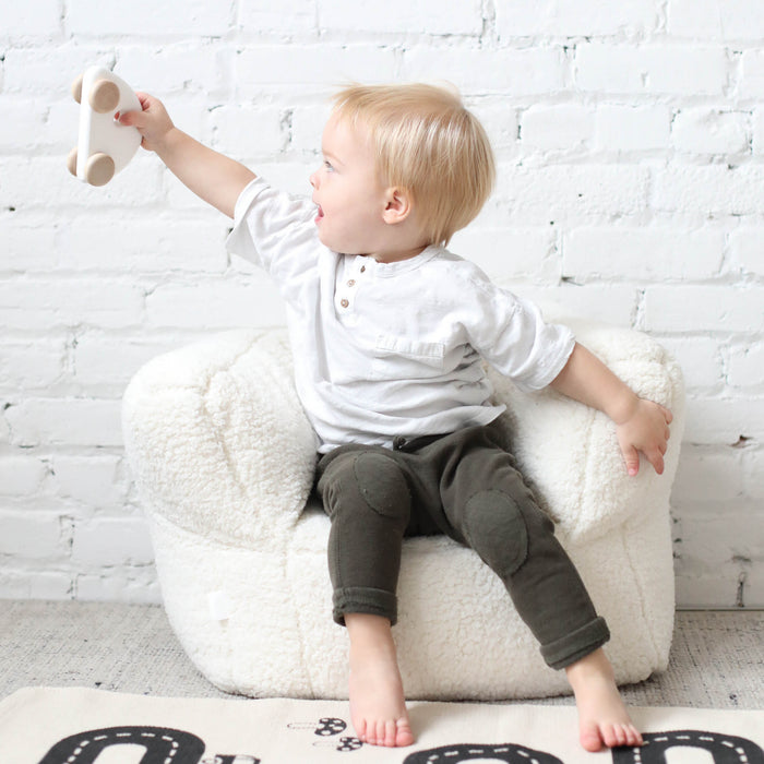 Sofa pouf pour enfants - Teddy crème blanc par Jollein - La collection noir & blanc | Jourès