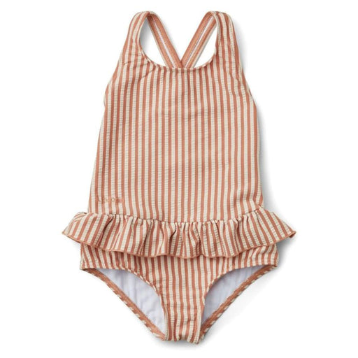 Amara Seersucker Swimsuit - 1 1/2Y to 3Y - Tuscany rose / Sandy par Liewood - Swimsuits & Swim vests | Jourès