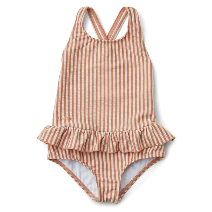 Amara Seersucker Swimsuit - 1 1/2Y to 3Y - Tuscany rose / Sandy par Liewood - Swimsuits & Sun Hats | Jourès