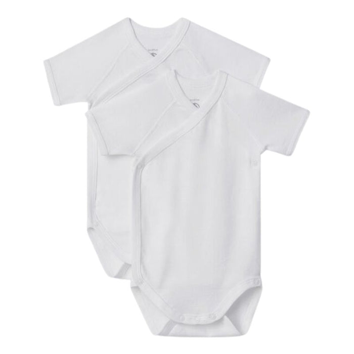 Short sleeves Cotton Bodysuits - 1m to 12m - Pack of 2 - White par Petit Bateau - Gifts $50 or less | Jourès
