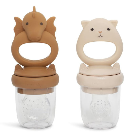 Fruit Feeding Pacifier - Set of 2 - Dragon & Cat - Caramel/Sunkiss par Konges Sløjd - Snacking, Lunch Boxes & Lunch Bags | Jourès