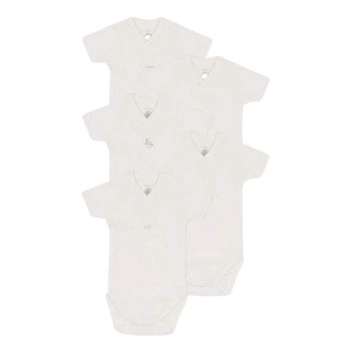 Short Sleeves Cotton Bodysuits - Pack of 5 - 1m to 12m - White par Petit Bateau - Sleep | Jourès