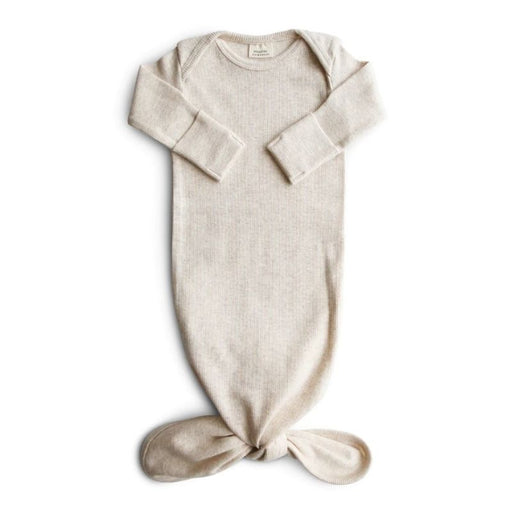 Ribbed Knotted Newborn Baby Gown - 0-3m - Beige melange par Mushie - Pajamas | Jourès