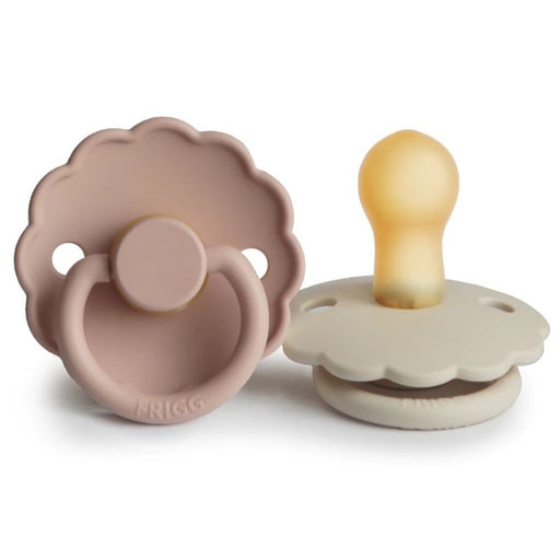 6-18 Months Daisy Silicone Pacifier - Pack of 2 - Blush / Cream par FRIGG - Products | Jourès