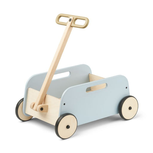 Tyra Wooden Wagon - Sea Blue / Oat mix par Liewood - Wooden toys | Jourès