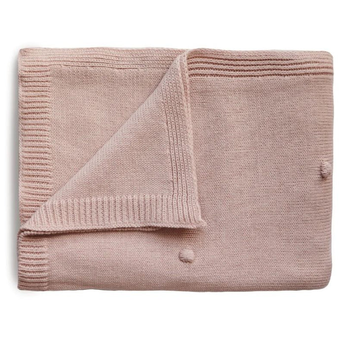 Mushie Knitted Textured Dots Baby Blanket  - Blush par Mushie - Baby | Jourès