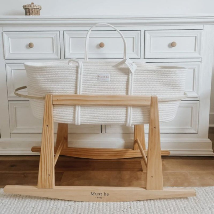 Cotton Moses Basket (mattress + support) - Meringue par Mustbebaby - Living Room | Jourès