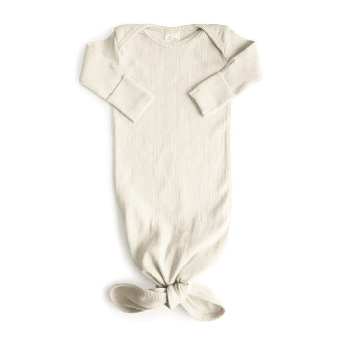 Ribbed Knotted Newborn Baby Gown - 0-3m - Ivory par Mushie - New in | Jourès