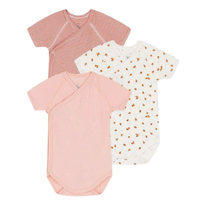 Short Sleeves Cotton Bodysuits - Pack of 3 - 1m to 12m - Orange par Petit Bateau - Baby Shower Gifts | Jourès