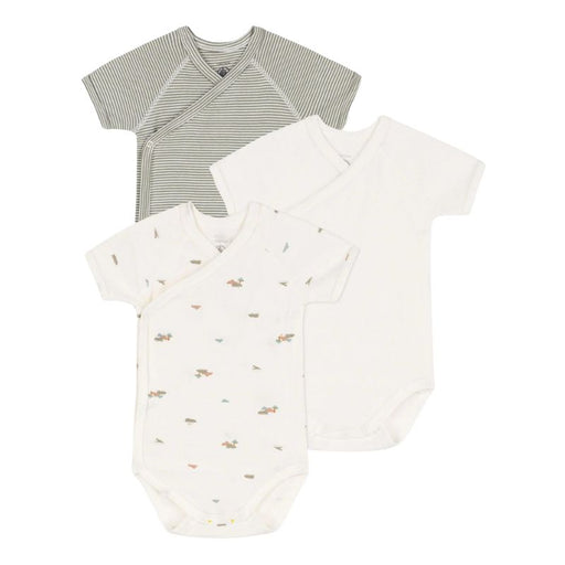 Short Sleeves Cotton Bodysuits - Pack of 3 - 1m to 12m - Hippo par Petit Bateau - Baby Shower Gifts | Jourès