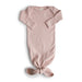 Ribbed Knotted Newborn Baby Gown - 0-3m - Blush par Mushie - Sleep time | Jourès