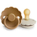 0-6 Months Daisy Silicone Pacifier - Pack of 2 - Cappuccino / Cream par FRIGG - Gifts $50 or less | Jourès