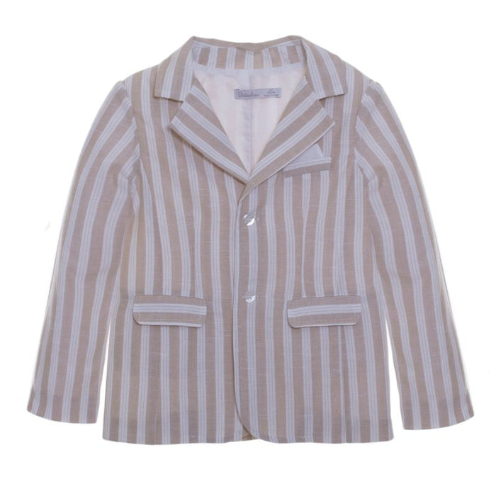 Mini Linen Blazer - 6m to 4T - Beige Stripes par Patachou - Gifts $100 and more | Jourès