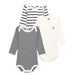Long Sleeves Cotton Bodysuits - Newborn to 12m - Pack of 3 - Stripes par Petit Bateau - Clothing | Jourès