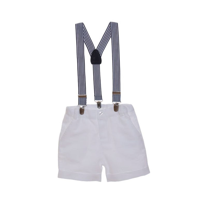 Mini shorts en lin avec bretelles - 6m à 4T - Blanc par Patachou - Patachou | Jourès