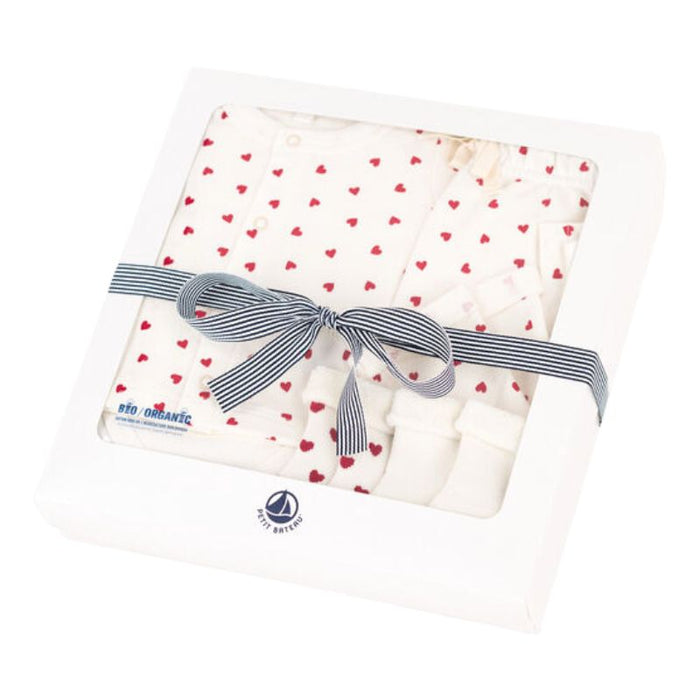 Ensemble 3 pièces en coton - 1m à 3m - Ens. de 5 -  Coeurs par Petit Bateau - Idées-cadeaux pour baby shower | Jourès